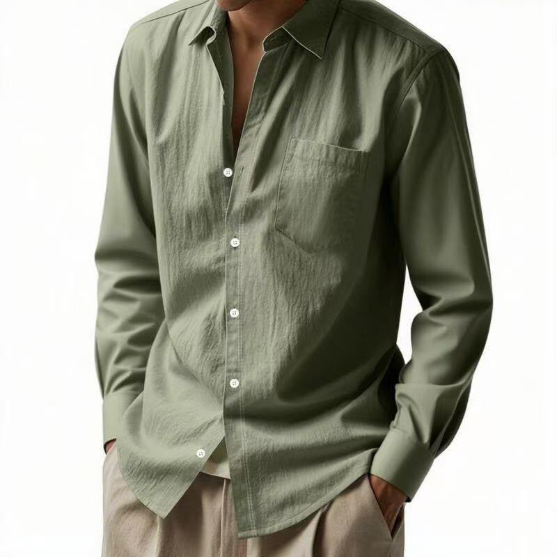 Herren Langarm-Hemd Elegantes Hemd mit Brusttasche Modern
