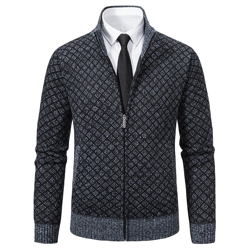 Herren Strickjacke Modisch Zopfmuster Reißverschluss