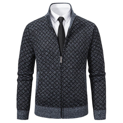 Herren Strickjacke Modisch Zopfmuster Reißverschluss