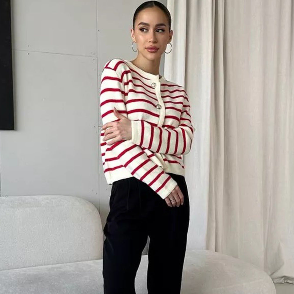 Damen Cardigan Streifen Modisch Vielseitig - BerlinGlamour