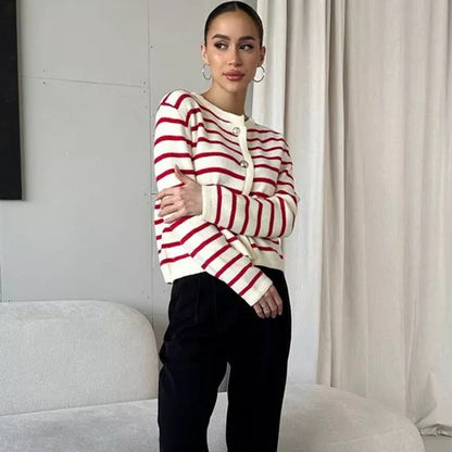 Damen Cardigan Streifen Modisch Vielseitig - BerlinGlamour