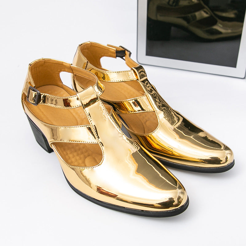 Damen High Heels Metallic Schuhe mit Riemen Elegant