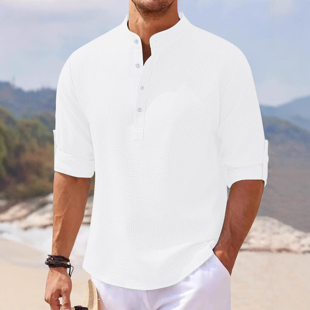 Herren Henley-Shirt Lässig Strukturiert Modern