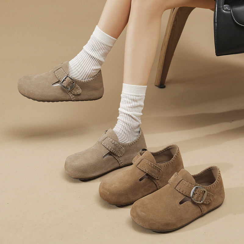 Damen Clogs Weiches Wildleder Verstellbarer Riemen Bequem