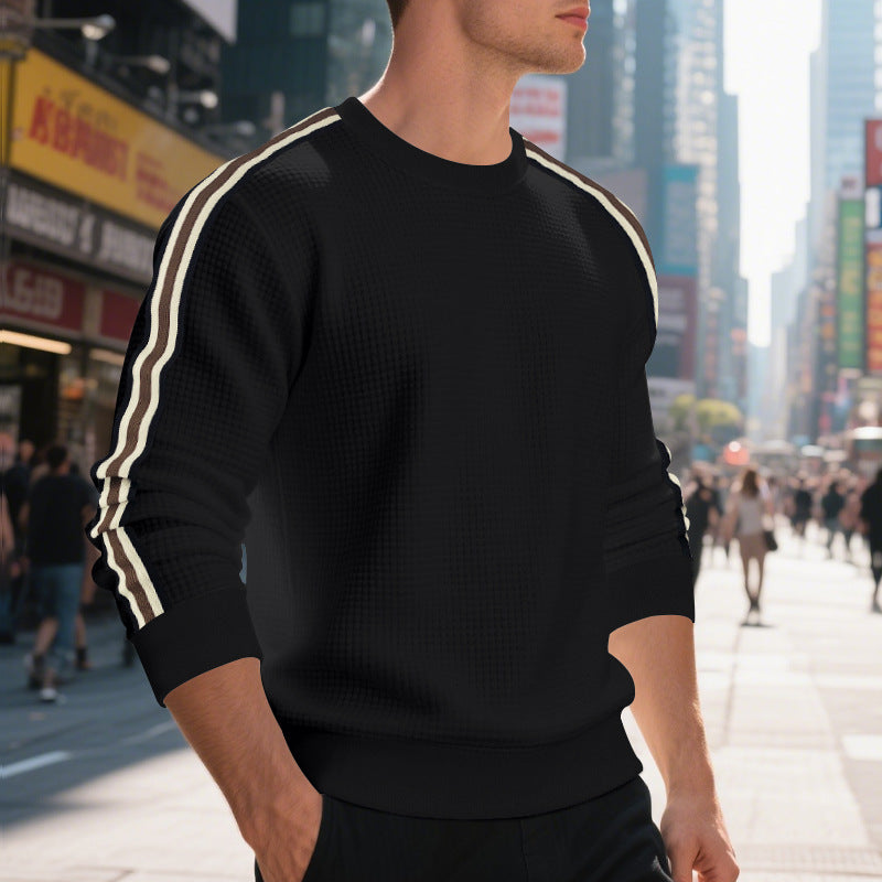 Herren Pullover Struktur Modern mit Kontraststreifen