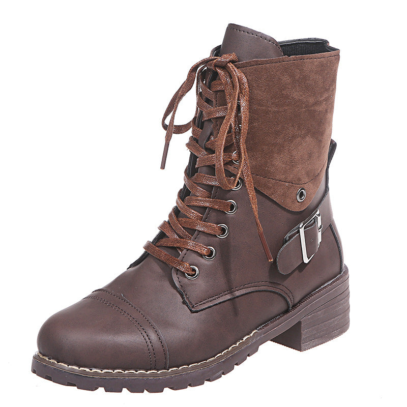 Damen Stiefel Schnürstiefel Wildleder Blockabsatz Moderne Heidi Mode