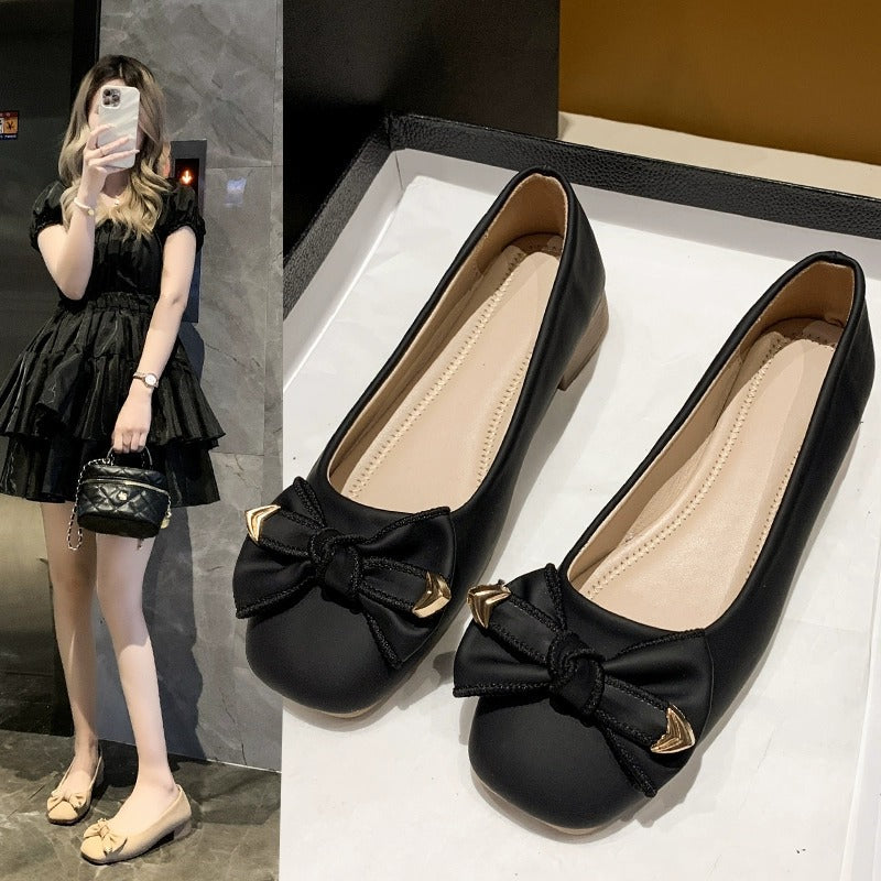 Damen Ballerinas Weich Bequem Schleifen Detail Elegante Schuhe