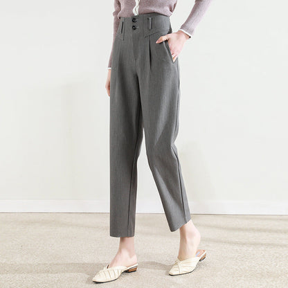 Schmale Damen Stoffhose mit Bundfalten Elegant
