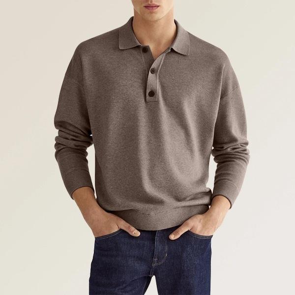 Herren Pullover Weit Schnitt Knopfleiste Modern