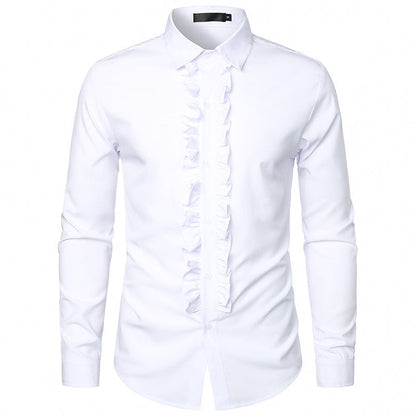 Elegantes Herrenhemd mit Rüschen Moderner Schnitt