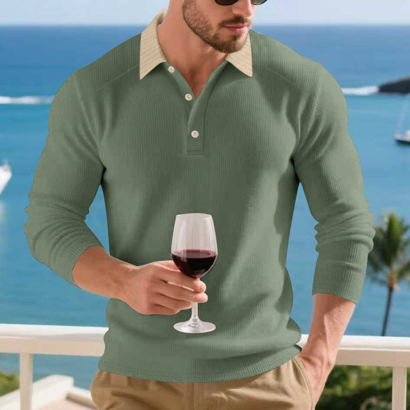 Herren Poloshirt Modern Strukturiert Elegant