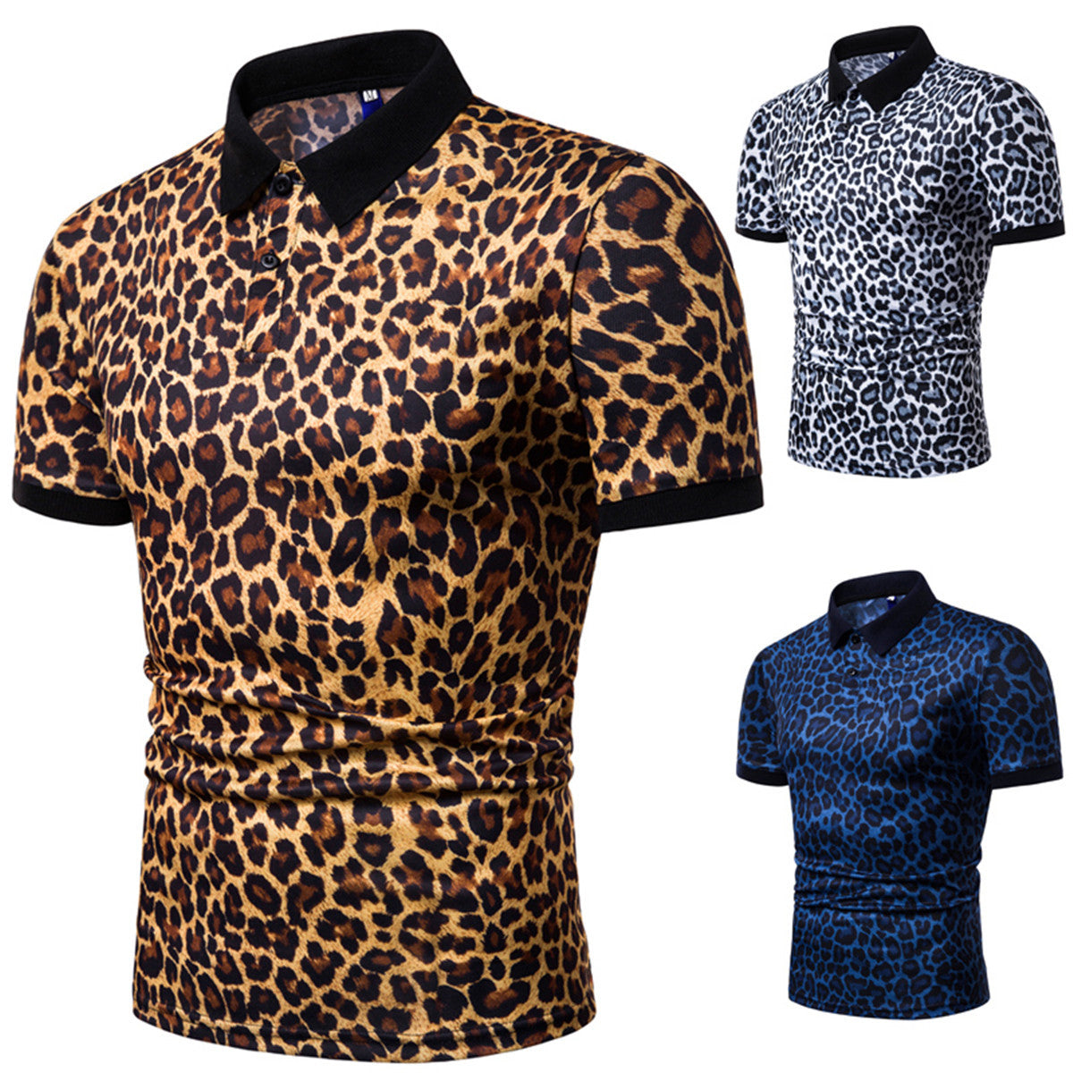 Herren Polo-Shirt Leopardenmuster Modern Schnitt - BerlinGlamour