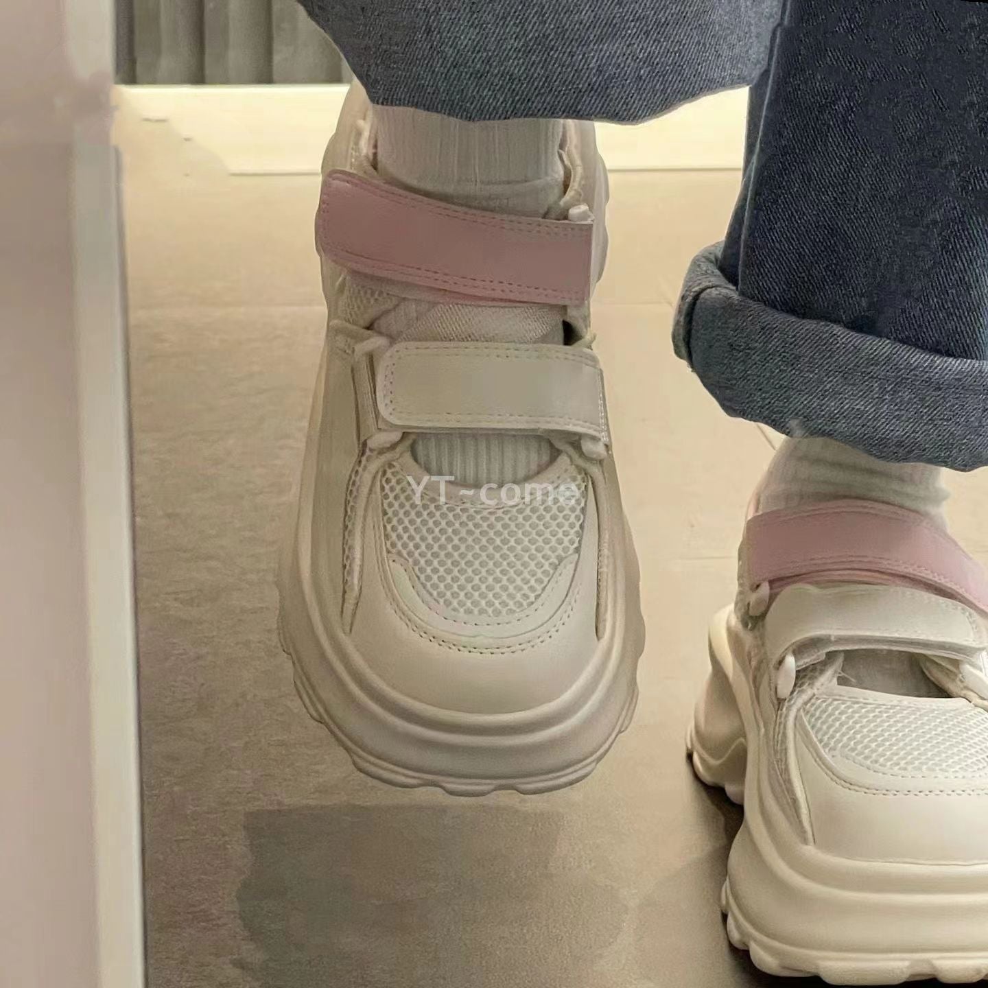 Damen Sneaker Bequem Atmungsaktiv Klettverschluss