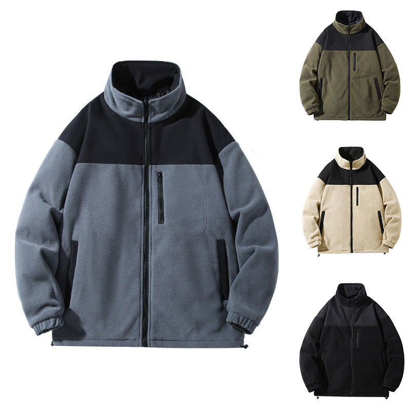 Herren Fleecejacke Warm Hochkragen Reißverschluss Taschen - BerlinGlamour