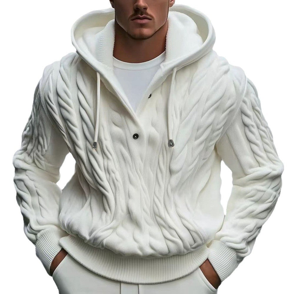 Herren Strickpullover Kapuze Warm Bequem