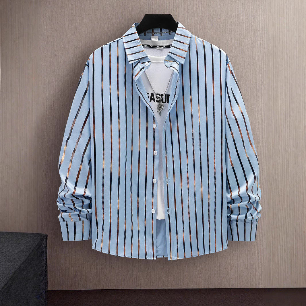 Herren Hemd Slim Fit Streifen Button Down Modern - BerlinGlamour