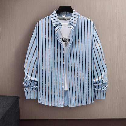 Herren Hemd Slim Fit Streifen Button Down Modern - BerlinGlamour