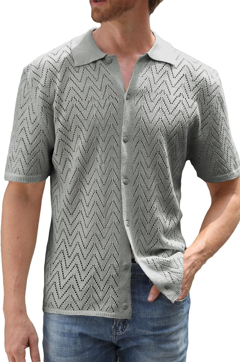 Herren Strickshirt Kurzarm Modern Sportlich