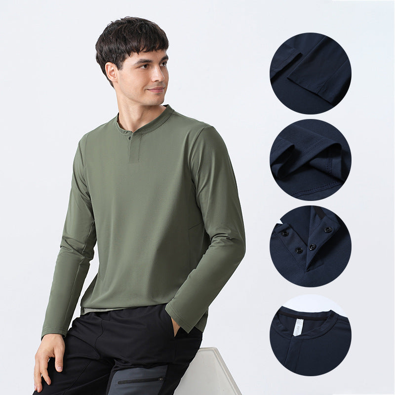 Herren Langarmshirt Funktionales Stehkragen Shirt Modern