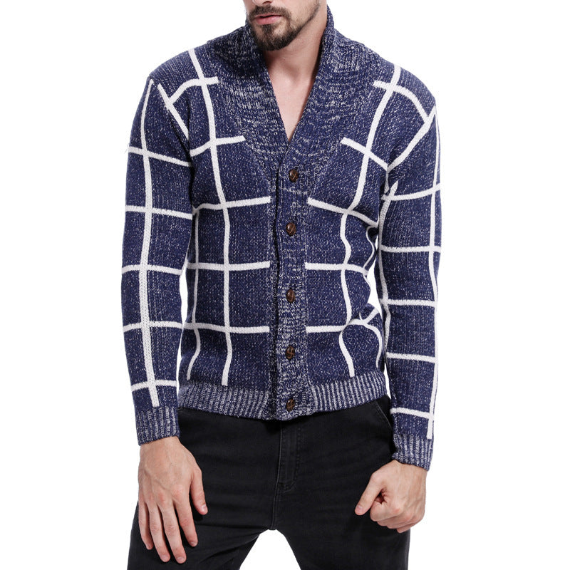 Herren Strickjacke Karomuster Elegantes Design Modern - BerlinGlamour