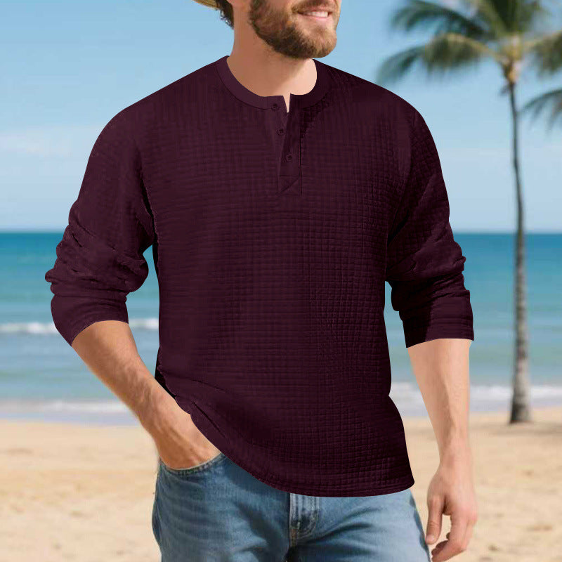 Herren Langarmshirt Elegantes mit Knöpfen und Struktur