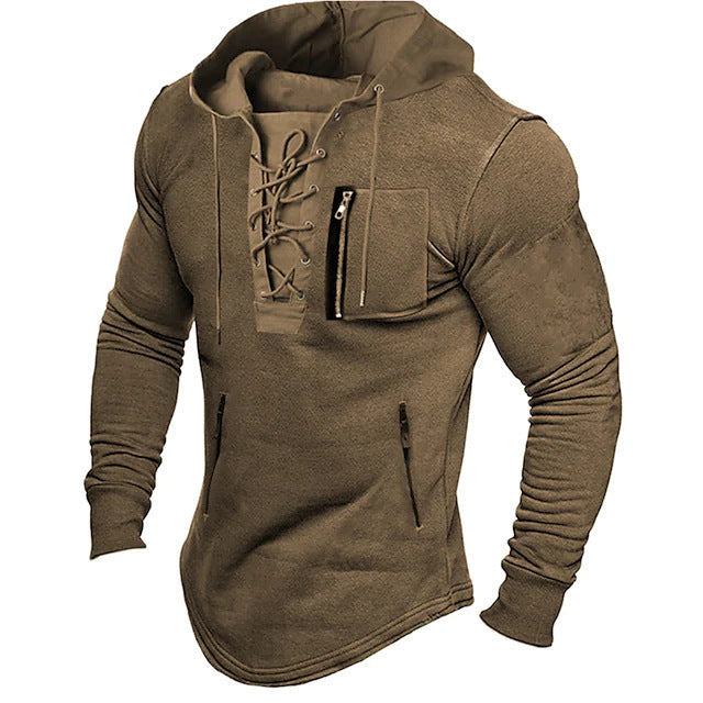 Herren Kapuzenpullover Sportlich Schnürverschluss Modern