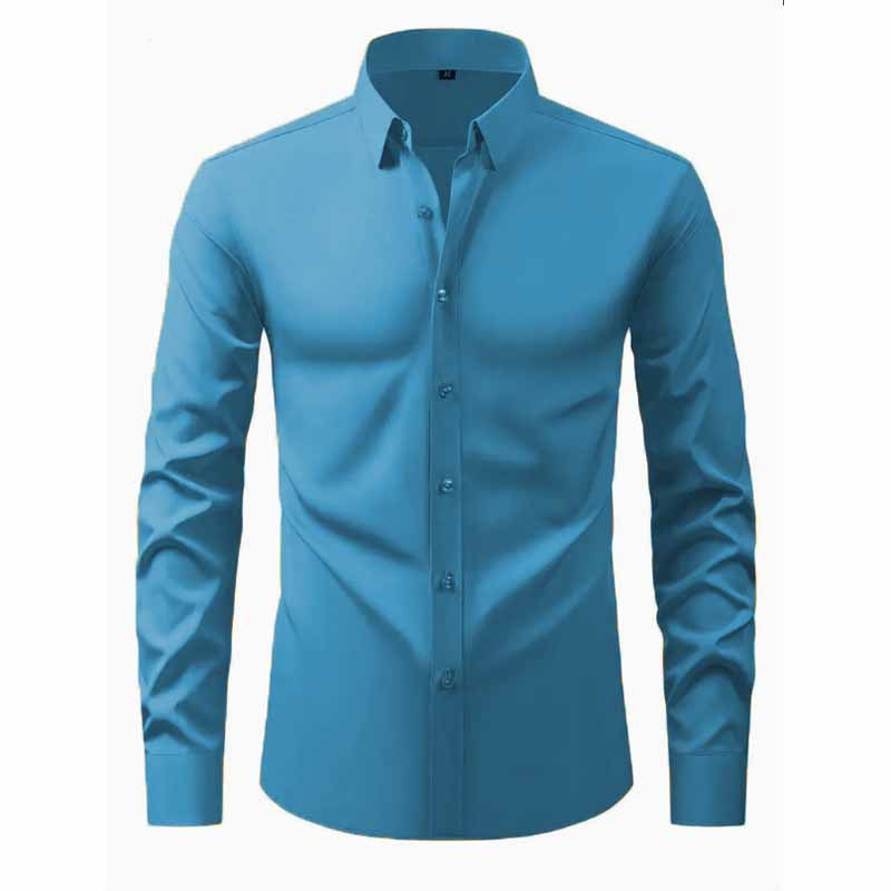 Herren Hemd Langarm Modernes Design Schwarzes Slimfit