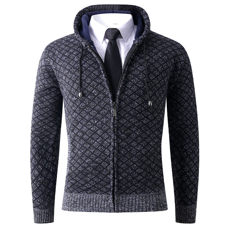 Herren Kapuzenjacke Elegant mit Muster Schwarz