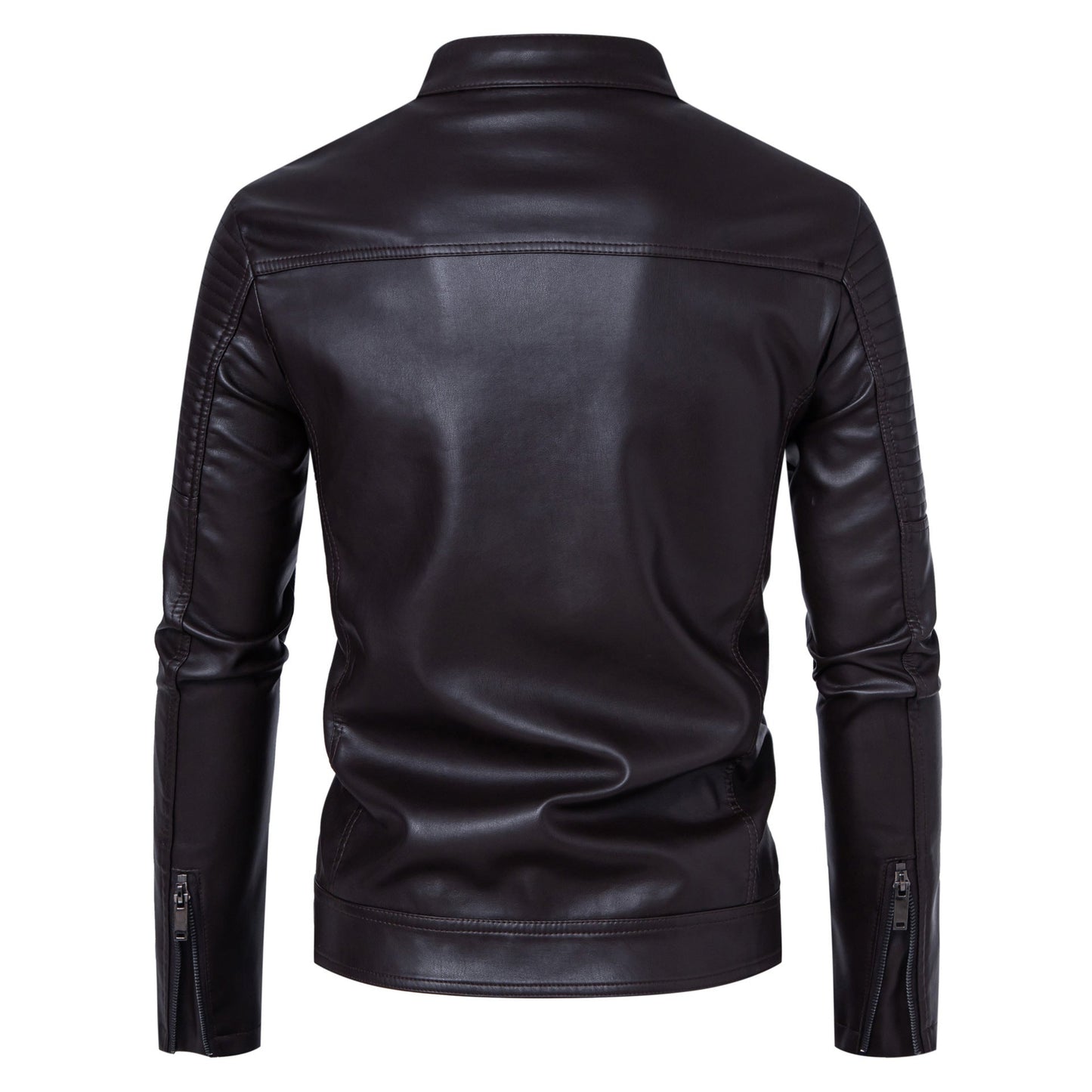 Lederjacke Herren Biker Stil Schwarz