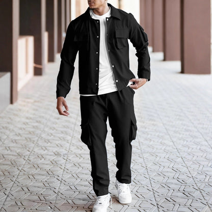 Herren Jogginganzug Cargo-Jacke Hose Set Sportlich Modern