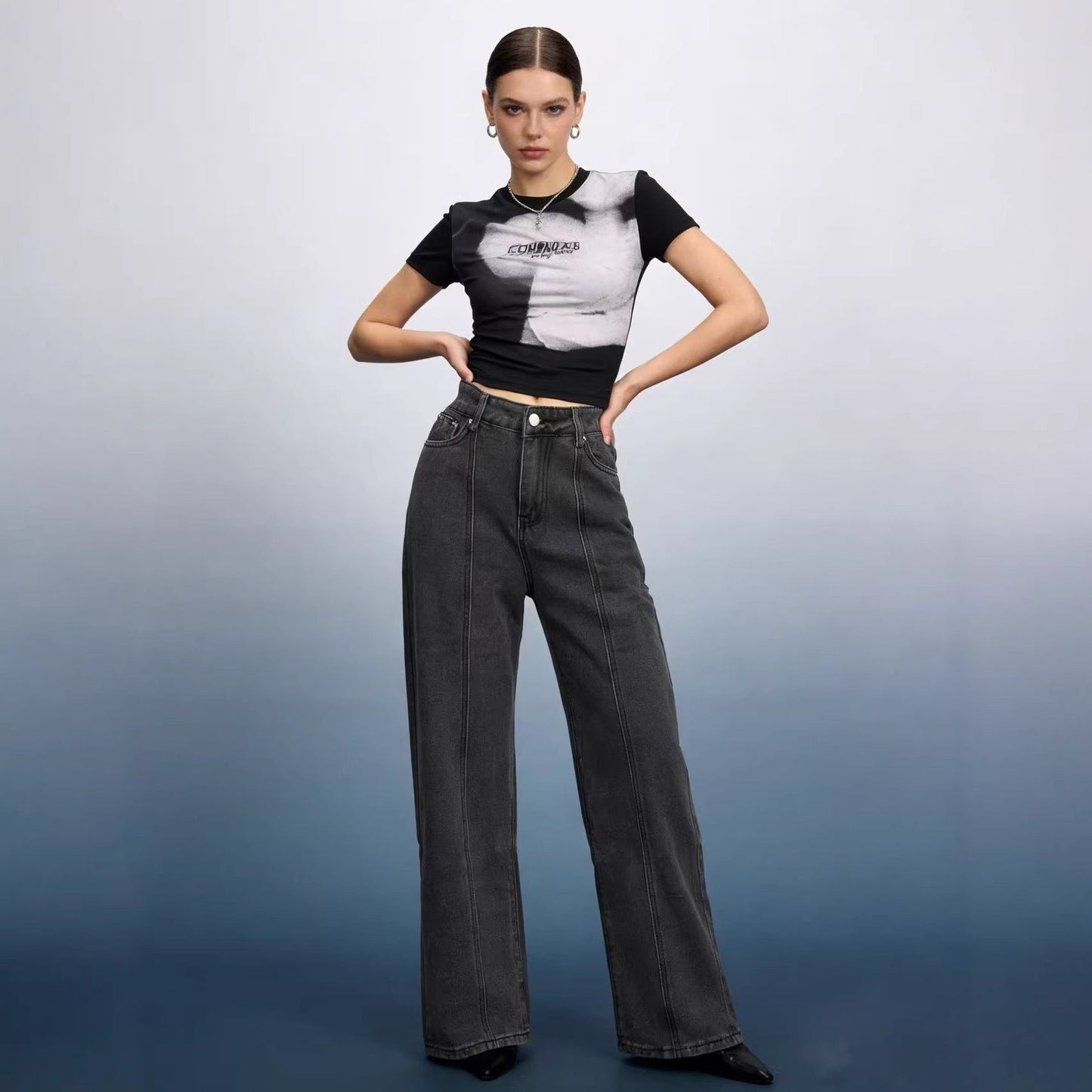 Weite Damen High-Waist Jeans Klassisch Bequem - BerlinGlamour