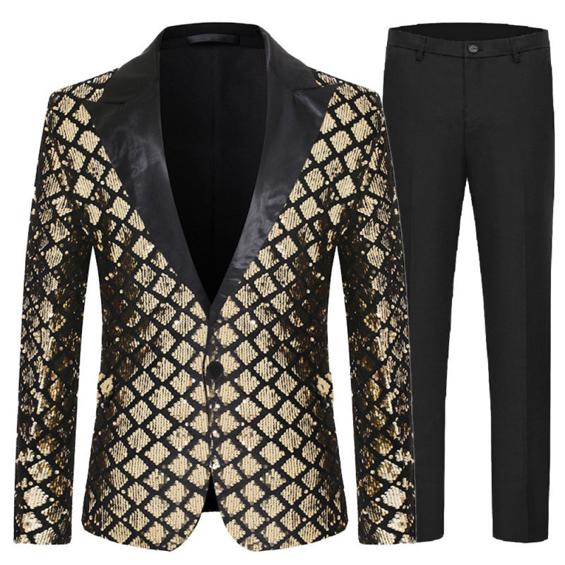 Eleganter Pailletten Anzug für Herren Glitzernd Schwarz