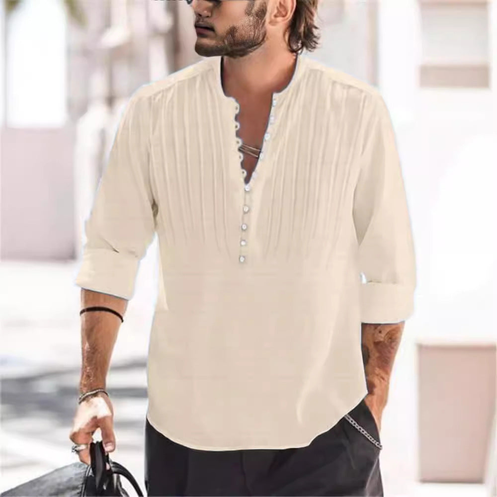 Herren Hemd Plissee Elegantes Button Down Design