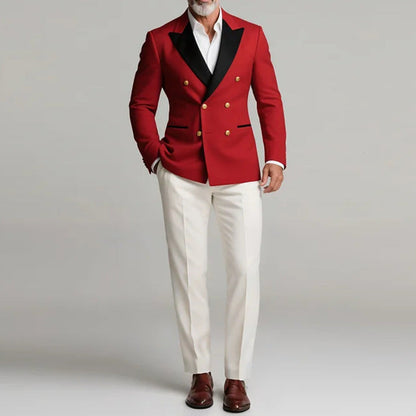 Herren Blazer Zweireiher Elegant Luxus Knöpfe Modern