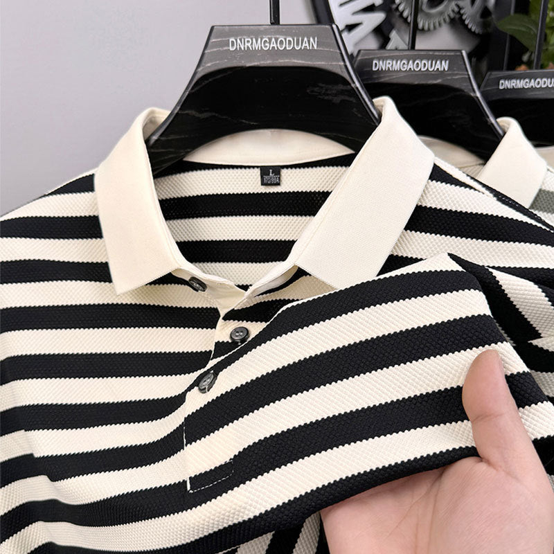 Herren Poloshirt Streifenmuster Modern mit Knöpfen - BerlinGlamour