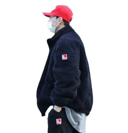 Herren Teddyjacke Warm Kuschelig Hochkragen Winterjacke