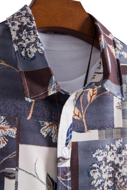 Herren Kurzarmhemd Blumenmuster Sommerlich Modern