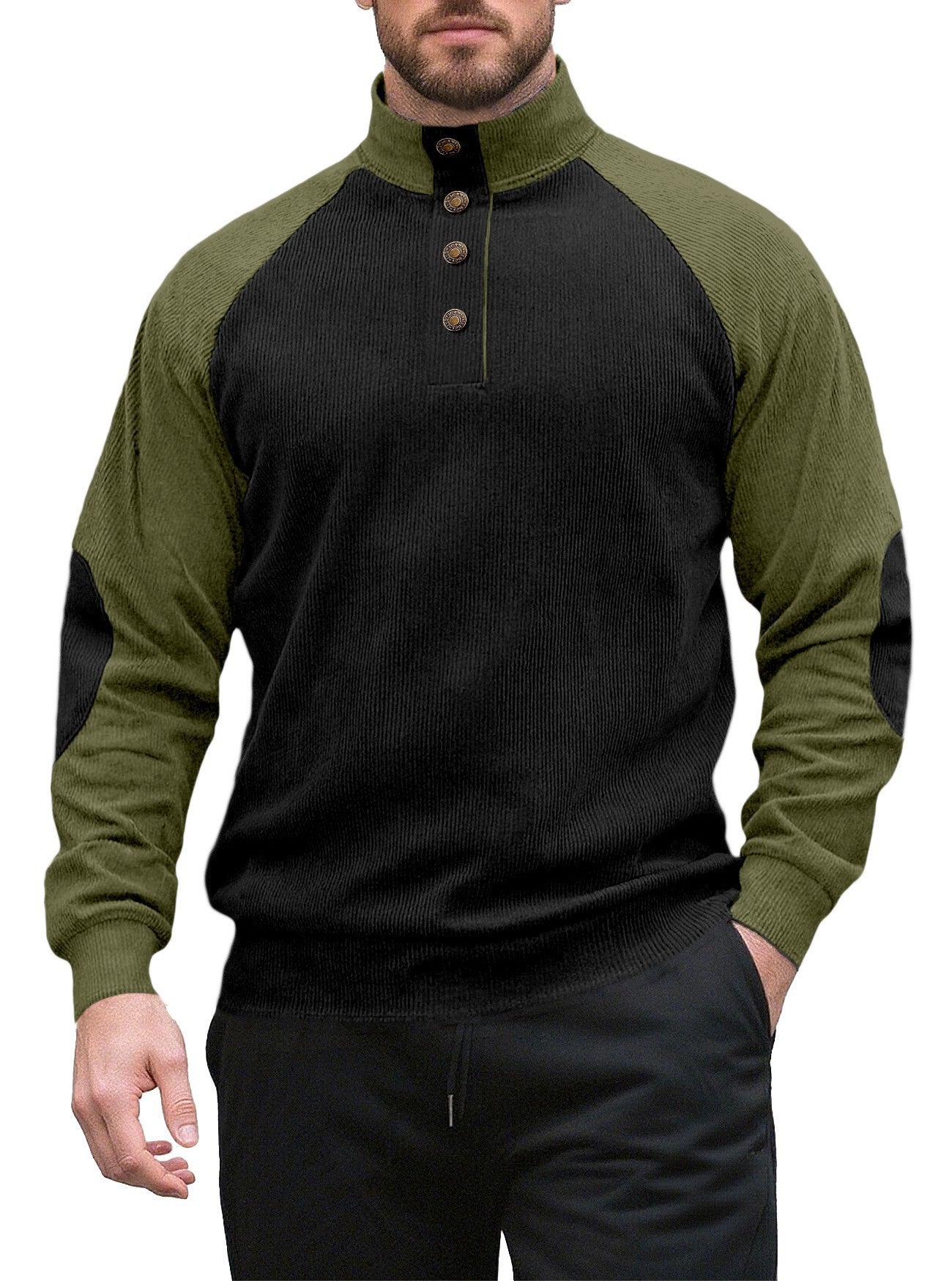 Herren Strickpullover Modern Stehkragen Knopfleiste