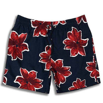 Herren Badeshorts Blumenmuster Flexibler Kordelzug