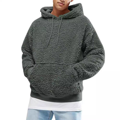 Herren Hoodie Teddyfleece Lässig mit Kängurutasche