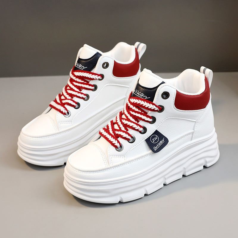 Damen Plateausneaker Stabile Sohle Mit Schnürsenkeln Modisch