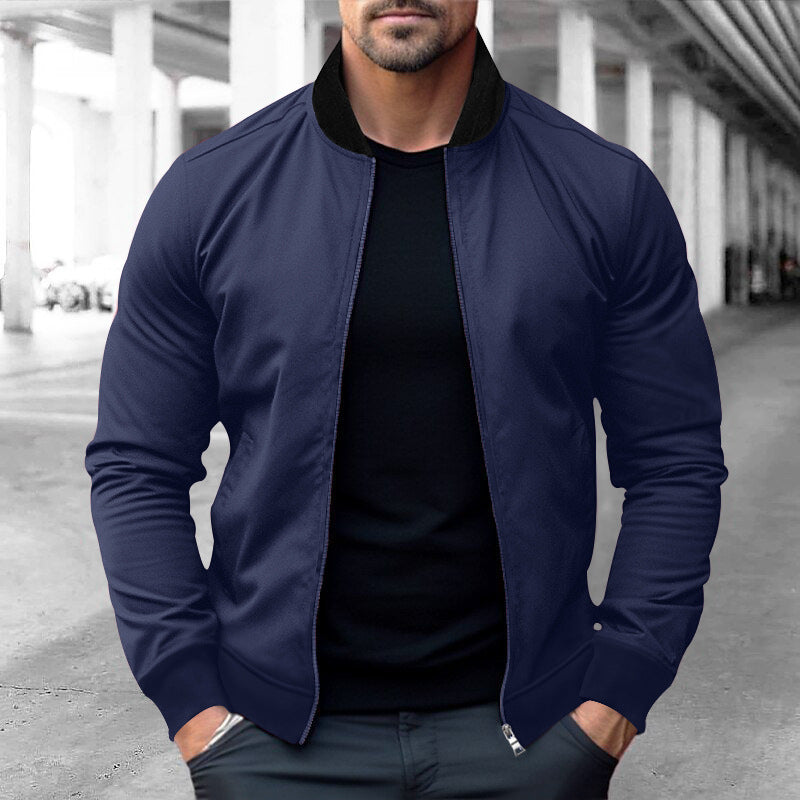 Herren Bomberjacke Modern Elastisch Mit Strukturärmeln