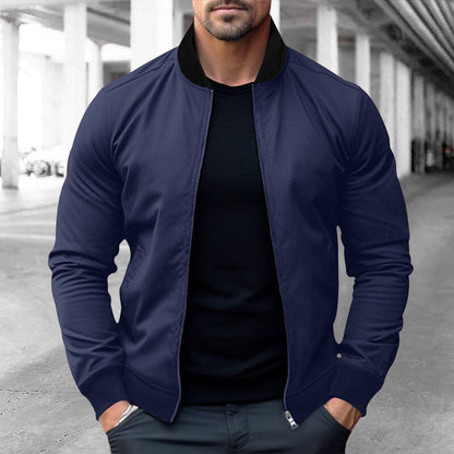 Herren Bomberjacke Modern Elastisch Mit Strukturärmeln