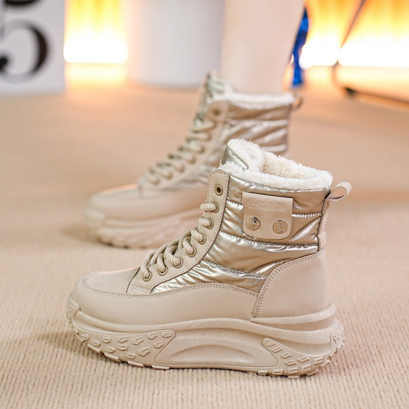 Damen Winterstiefel Isoliert Rutschfest Schwarz