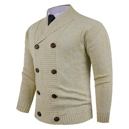 Herren Strickjacke Modern mit Doppelknopfleiste Feinripp