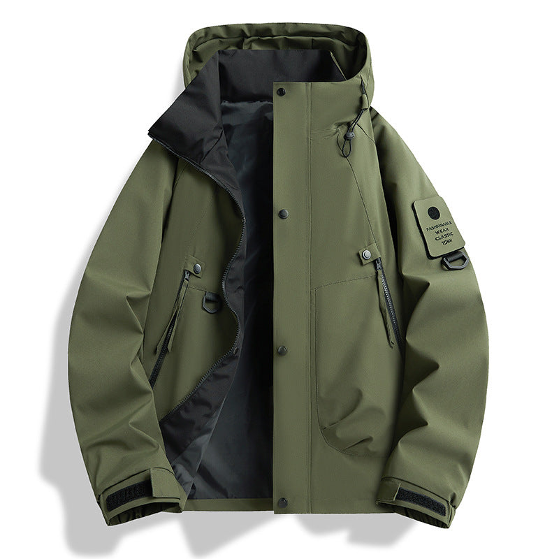 Wasserdichte Herrenjacke mit abnehmbarer Kapuze Funktionsjacke