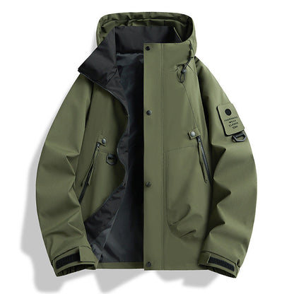 Wasserdichte Herrenjacke mit abnehmbarer Kapuze Funktionsjacke