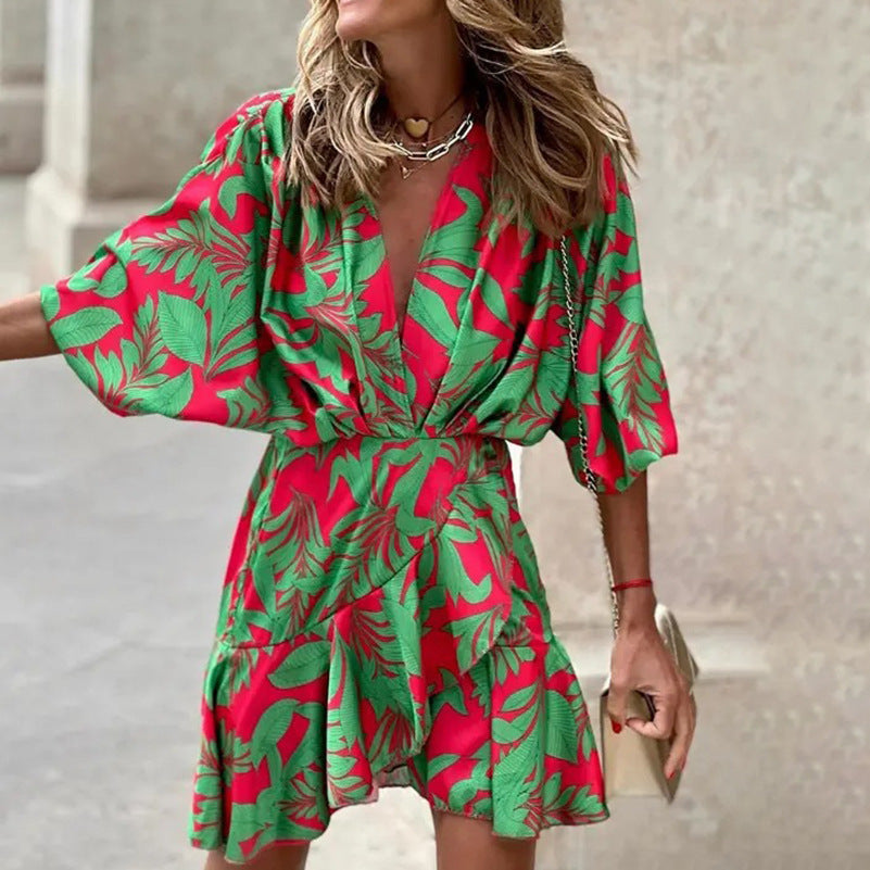 Elegantes Abendkleid mit Fledermausärmeln