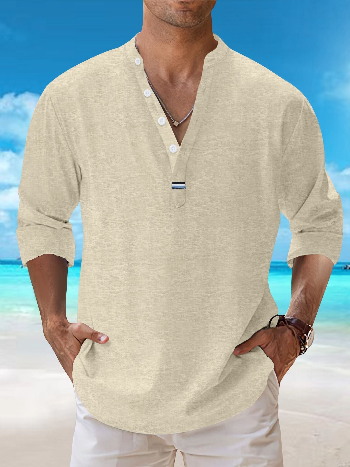 Herren Langarmhemd Modern Slim Fit Knopfleiste