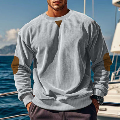 Herren Strickpullover Leder Details Modern